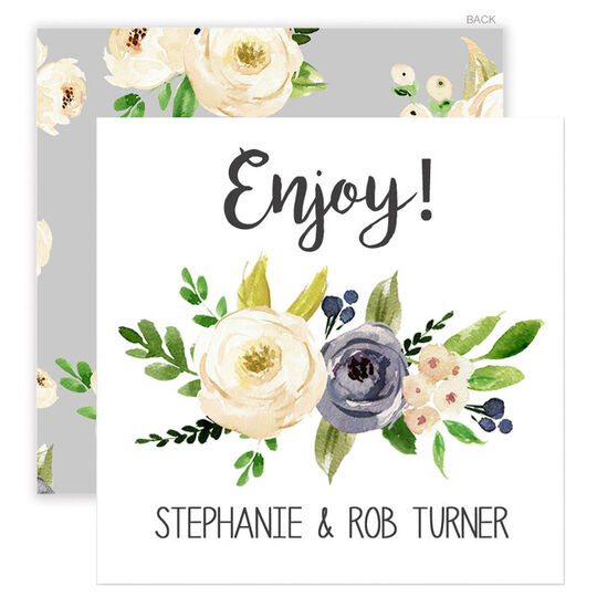 Gray and Ivory Roses Enclosure Cards